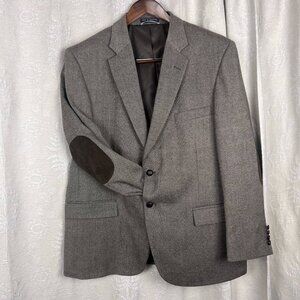 Stafford Signature wool blend tweed 2-button blazer elbow patch brown sport coat